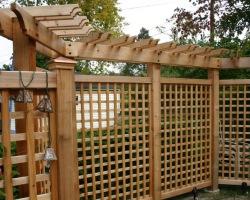 Cedar Fence Installation; Cedar lattice with trellis