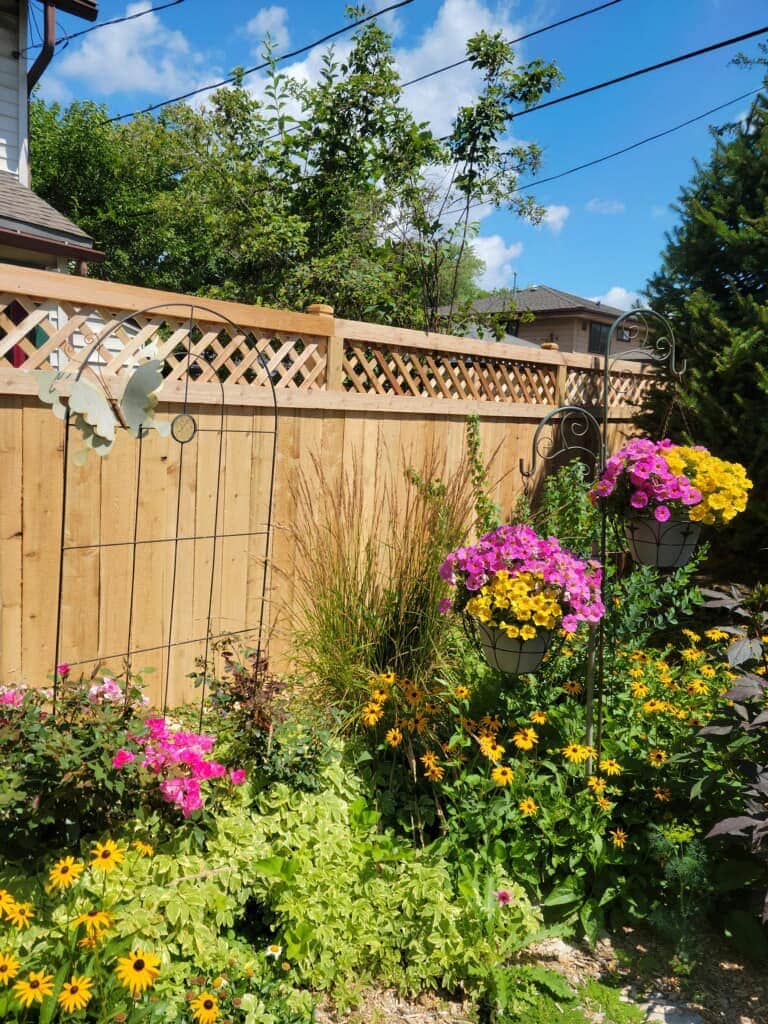 Cedar fence with landscaping